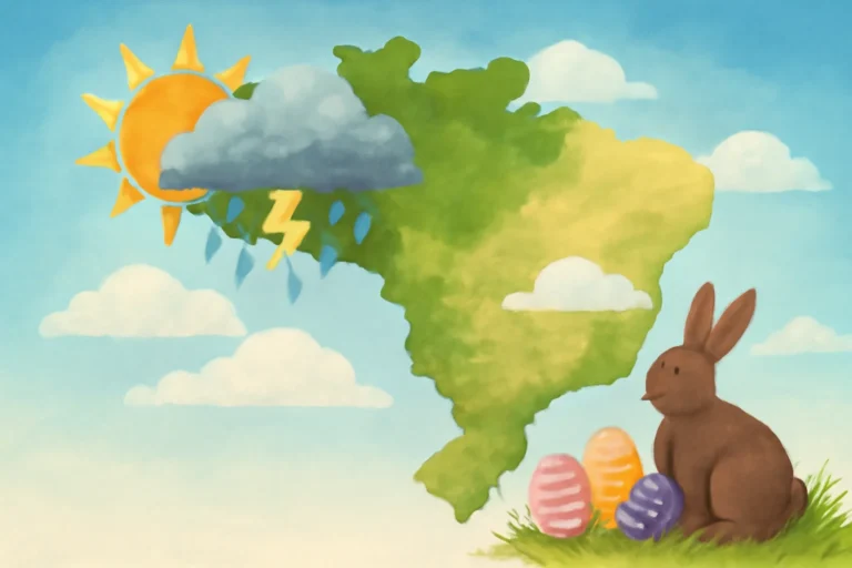 Previsão do tempo para a Páscoa, calor e pancadas de chuva com risco de temporais no Norte e Nordeste, e sol entre nuvens no Sul e Sudeste até o domingo
