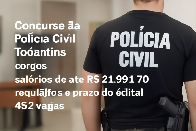 Concurso da Polícia Civil do Tocantins: cargos, salários de até R$ 21.901,70, requisitos e prazo do edital com 452 vagas