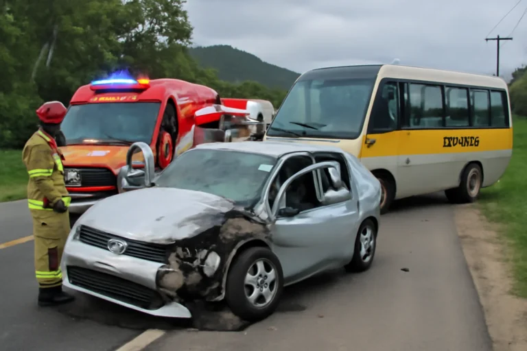 Acidente na SC-407 em Biguaçu: colisão entre carro e micro-ônibus deixa motorista morto e feridos, socorro mobilizou bombeiros, Samu e polícias
