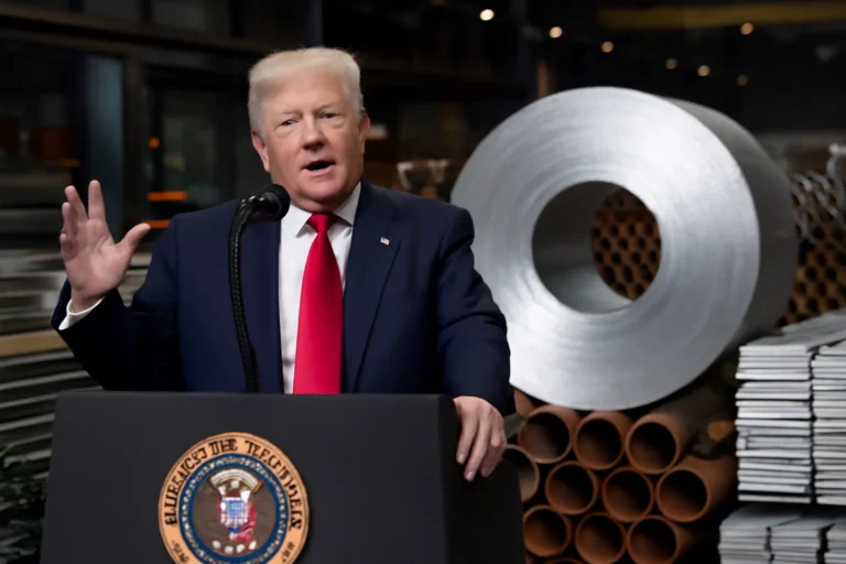 Trump propõe nova regra para tarifas sobre aço e alumínio, 50% para metais brutos e 15% a 25% para produtos derivados, impacto nas exportações brasileiras