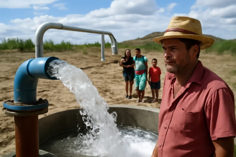 Agricultor do Ceará que encontrou possível petróleo em poço começa a receber água de nova adutora, família aguarda laudo da ANP e alívio contra a seca