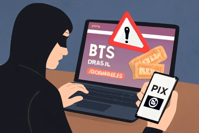 Golpistas criam sites falsos para vender ingressos do BTS no Brasil e aplicam golpes via PIX