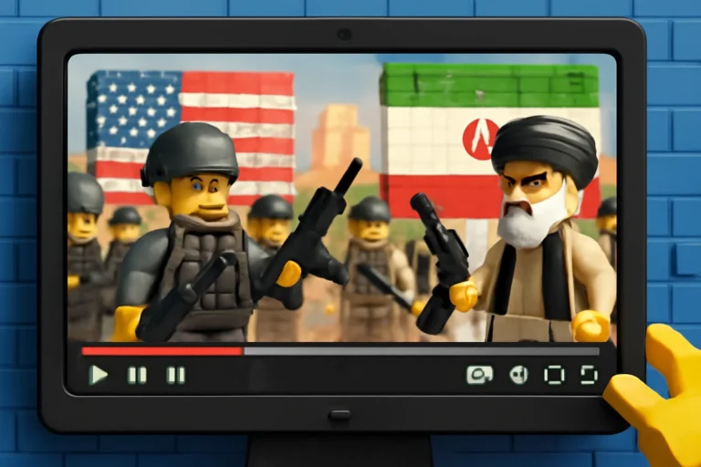 Guerra Irã-EUA em vídeos virais de IA com estilo Lego: inovação digital ou campanha de desinformação?
